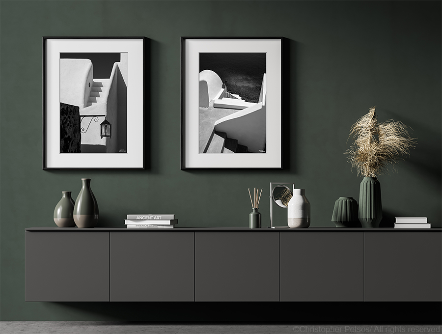 Architecture of Santorini, Greece making a geometric semi-abstract image.