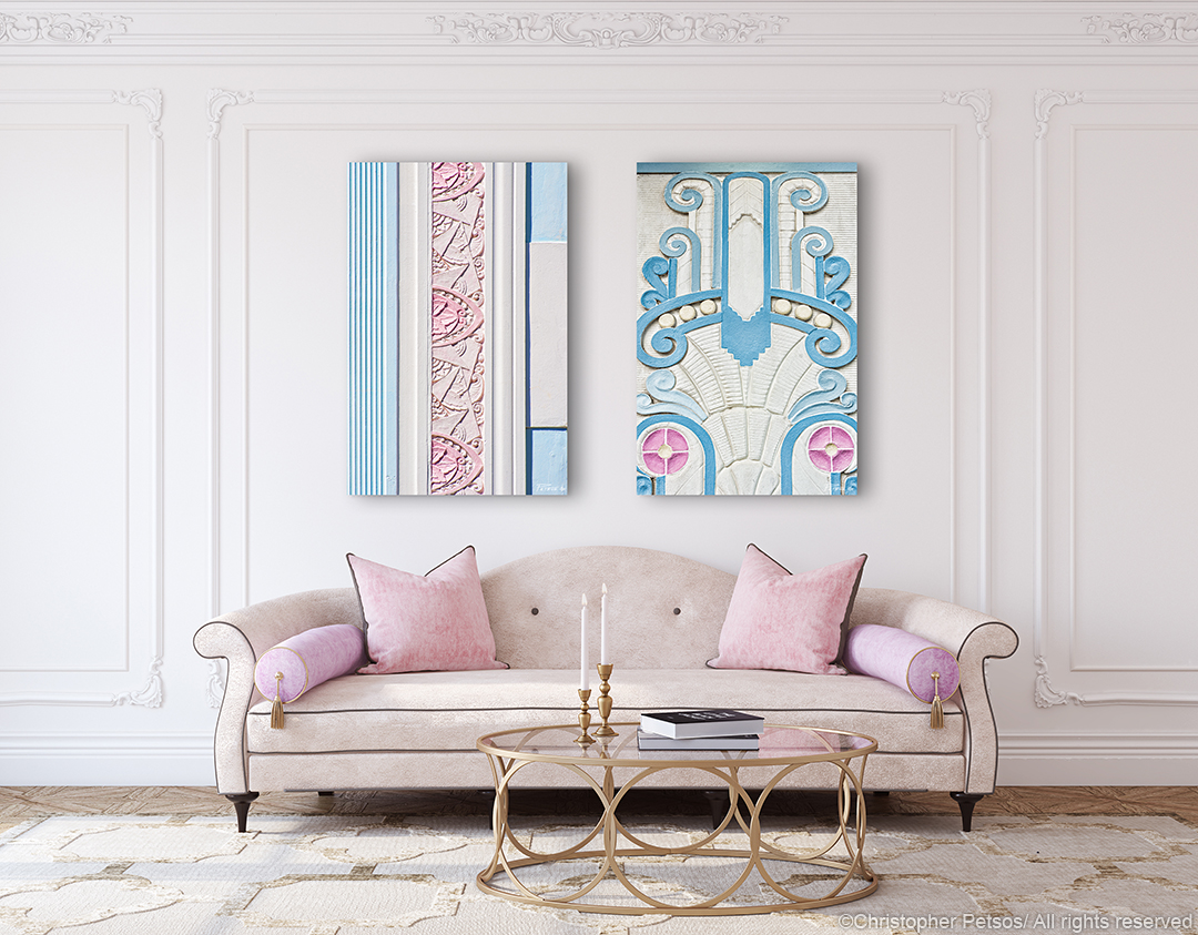 geometric pastel colored art miami deco relief